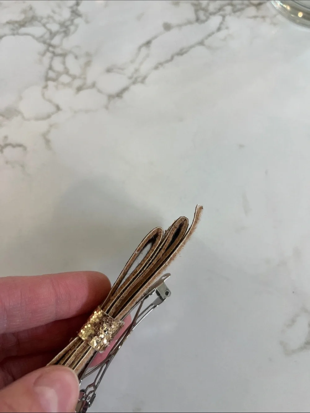 Gold Glitter Bow Hair Clip